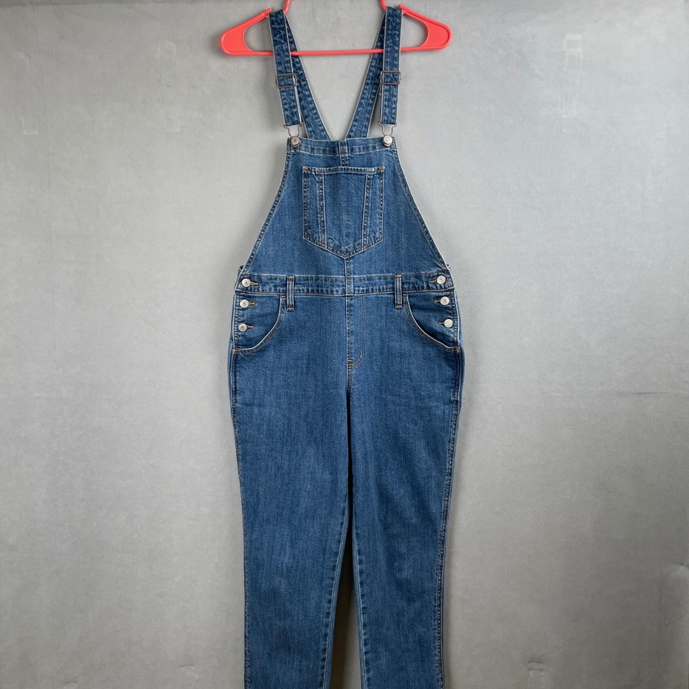 Old Navy Womens Boyfriend Overalls Stretch Denim Blue Cottage Farm Work Retro 6
